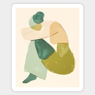 Sage Green Abstract Woman Painting Sticker